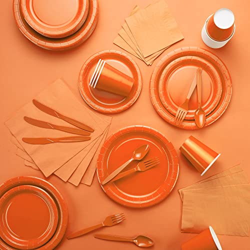Amcrate Disposable Paper Plates Orange, 6 3/4 Inches Paper Dessert Plates, Strong And Sturdy Disposable Plates For Party, Dinner, Holiday, Picnic, Or Travel Party Plates, Pack Of 50 #TOP6