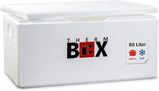 THERM BOX 80W Styroporbox 80 Liter für E3-Kiste Innen 62,2x44x30cm Wandstärke 3cm Thermobox Isolierbox Kühlbox Warmhaltebox E3-Box Wiederverwendbar