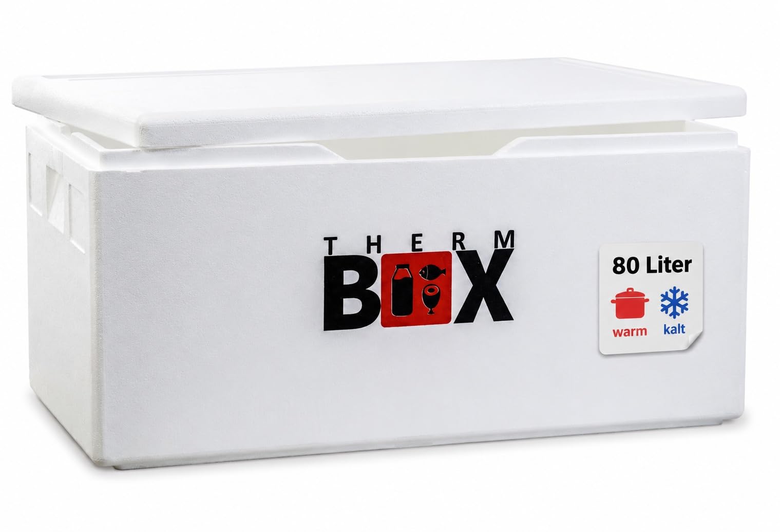 THERM BOX Scatola in polistirolo da 80 W, 80 litri, per scatola E3, per interni, 62,5 x 44 x 30 cm, spessore della parete 3 cm, contenitore termico, contenitore termico, contenitore termico E3