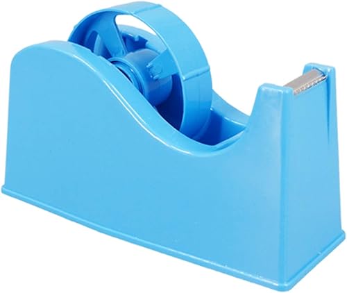 Dispensador de cinta adhesiva para escritorio, soporte de rollo adhesivo (se adapta a núcleos de 1" y 3") con base ponderada antideslizante azul