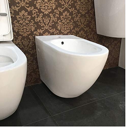 GT-LUX SANITARI BAGNO WC - BIDET IN CERAMICA FILO MURO SOSPESO | PAVIMENTO TERRA COPPIA O SINGOLO S SCELTA DESIGN CERAMICA TOILETTE GABINETTO RALLENTY SOFT (BIDET SOSPESO MR8831F)