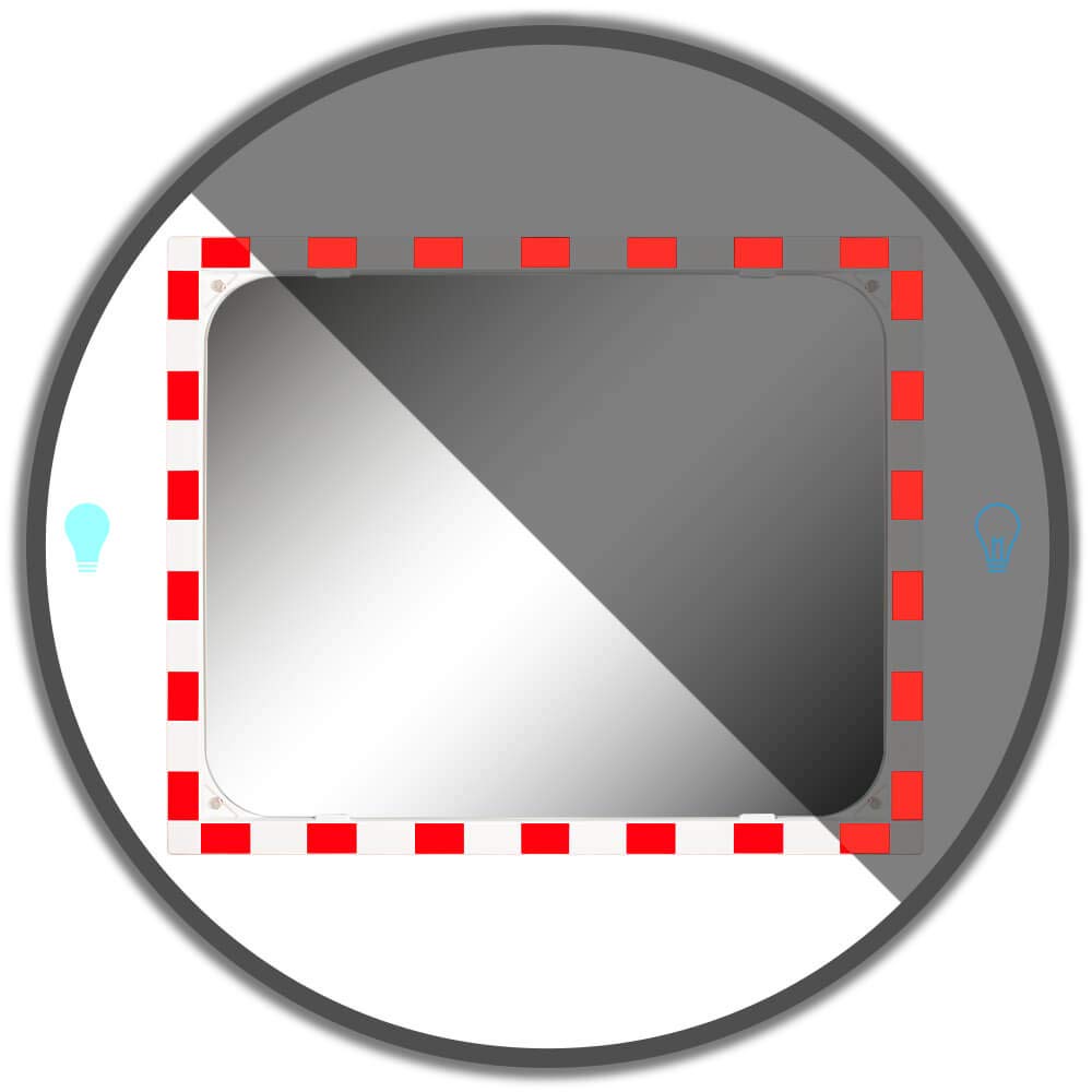 DIAMOND Verkehrsspiegel, SEKURIT-Sicherheitsglas, rot/weiß, 100 x 80 cm aus Stahl, Kunststoff, Glas, Art.-Nr. 41047 | Sicherheitsspiegel | Straßenspiegel