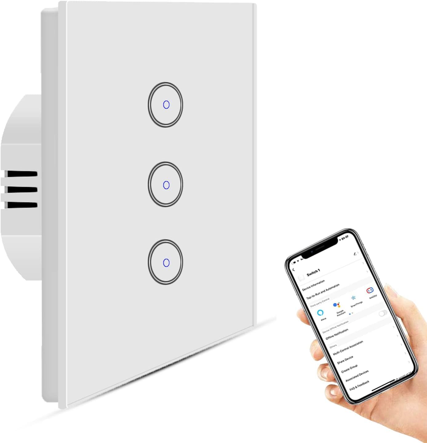 ZigBee 3.0 Smart Light Switch 3 Gang Neutral Wire Required Need HUE Tuya Hub Works with Alexa Google Assistant CE REACH Certified