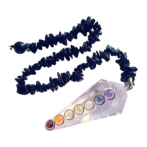 Animus Imperat 7 Chakra Cristal de Roca Colgante con Turmalina Negra Splitter Cadena