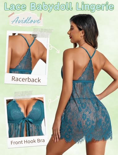 Image of Avidlove Women Sexy Lingerie Babydoll Lace Chemise Eyelash Wedding Brial Lingerie