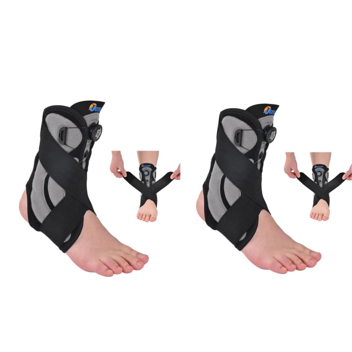 Tenbon Ankle Support Brace for Men and Women Adjustable Knob Ankle Brace for Plantar Fasciitis and Tendonitis Semi-rigid Adjustable System Ankle Stabilizer Sports Fitness Protection Rehabilitation and