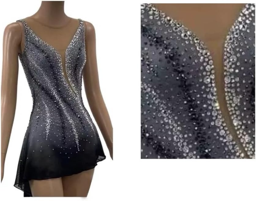 Sleeveless One-Piece Competition Outfit Professional Costume for Girls for Women Figure Skating Skirt Leotard