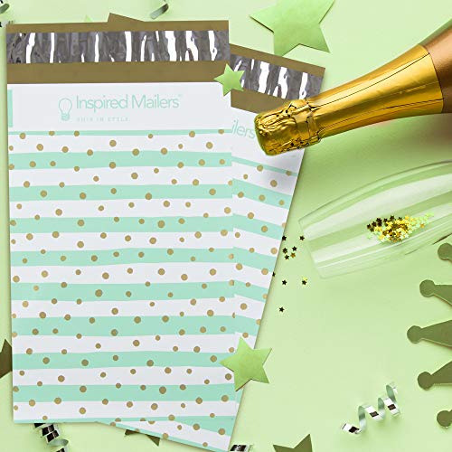Image of Inspired Mailers - Poly Mailers 6x9-100 Pack - Gold Confetti Deluxe - Small Shipping Bags - Polymailers 6x9 - Small Package Bags - 6x9 Mailing Bags for Shipping