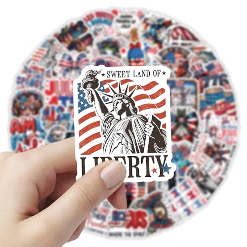 Image of 60PCS 4th of July Stickers, American Flag Patriotic Stickers, God Bless America Decalsfor Water Bottles, Laptop, Tumbler, Scrapbook, Patriotic Independence Day & Party Favors Decorations