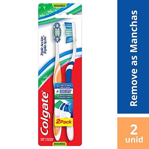 Colgate Escova Dental Tripla Ação, Cores Sortidas, 2 Unidades
