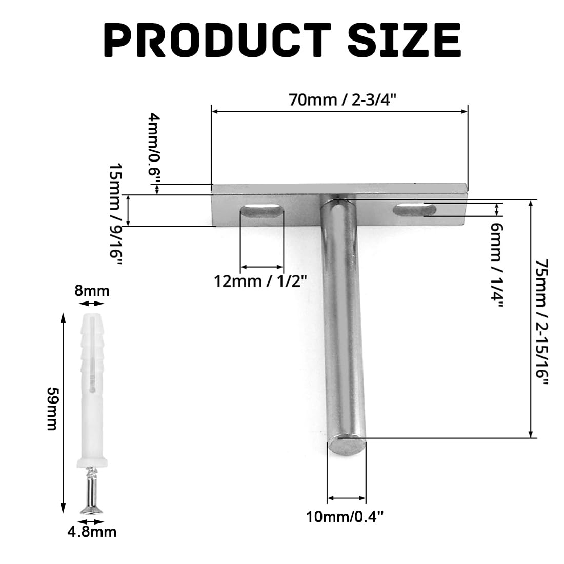 Floating Shelf Bracket Heavy Duty Hidden Shelf Supports Brackets 4PCS Invisible Steel Wall Brackets with Mounting Screws for Concealed Wood Shelves Wall Mounted Decoration - Image 3