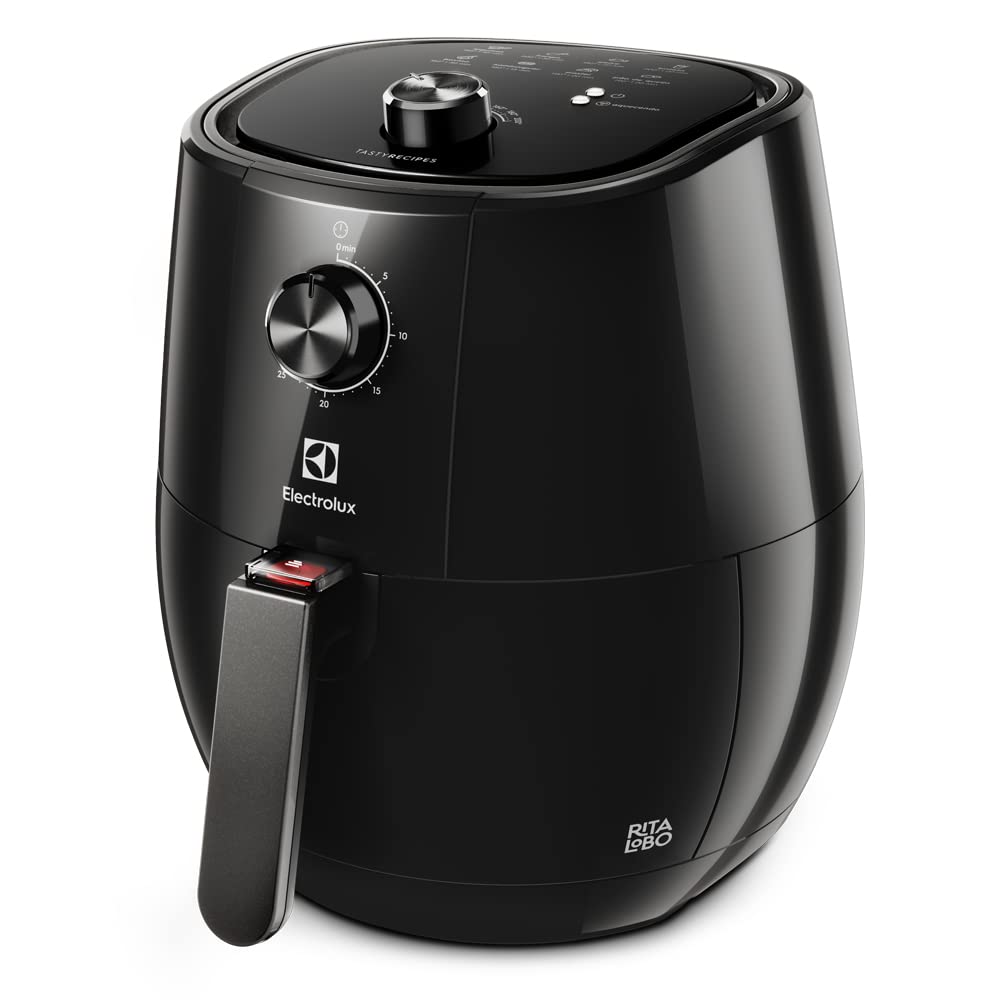 Fritadeira Elétrica sem oleo Electrolux Airfryer 3,2L 8 receitas pré-sugeridas desligamento automático cesto removivel 1400W EAF10 preta 220v