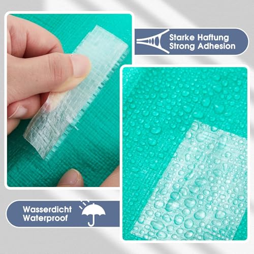 Sinmoe PE Planenband Lkw Reparatur Klebeband Markisenstoff Reparaturset 8cm ∗ 8m Wasserdicht Zelt Flicken für Kfz Anhänger Flugzeug Flicken Gewebeplane Trampolin Planen Kleber(Transparente)