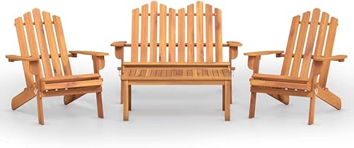 Miniatura 2 de Brown Solid Acacia Wood Foldable Garden Lounge Set 4-Piece Adirondack Patio Furniture with Oil Finish for Outdoor Relaxation