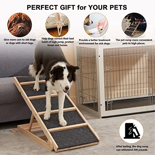 Dogs Ramps with Paw Traction Mat & NonSlip Steps, Foldable, 5 Height