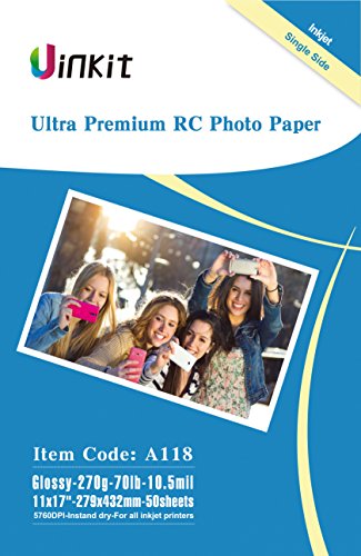 RC Ultra Premium Photo Paper - 11x17 High Glossy Photographic Paper 100% Waterproof