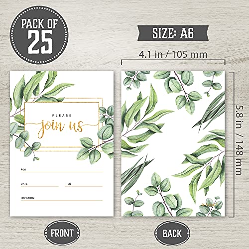 Set Of 25 Fill-In Invitations With Envelopes And Rsvp Cards - Greenery Gold Invites For All Occasions - Perfect For: Wedding, Bridal Shower, Engagement, Birthday Party, Baby Shower (25 Pack) #TOP1