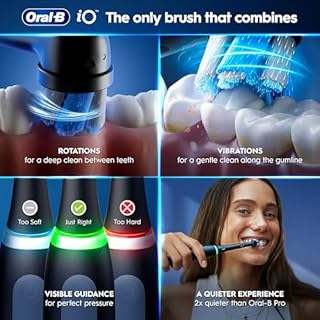 Oral-B iO3 Electric Toothbrush for Adults, Matt Black, Pressure Sensor, With 2 Toothbrush Heads, Long-Lasting Battery with Travel Case for Home and Travel, 2 Pin Plug