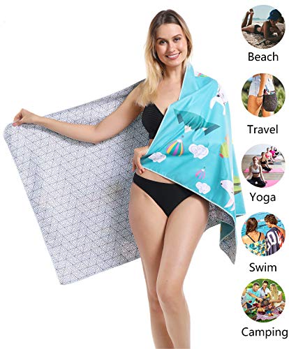 Sand Proof Microfiber Beach Towels – Quick Fast Dry Beach Towel Oversized Compact Blanket for Outdoor Tesalate Travel Swim Pool Camping Sand Free Lightweight Personalized