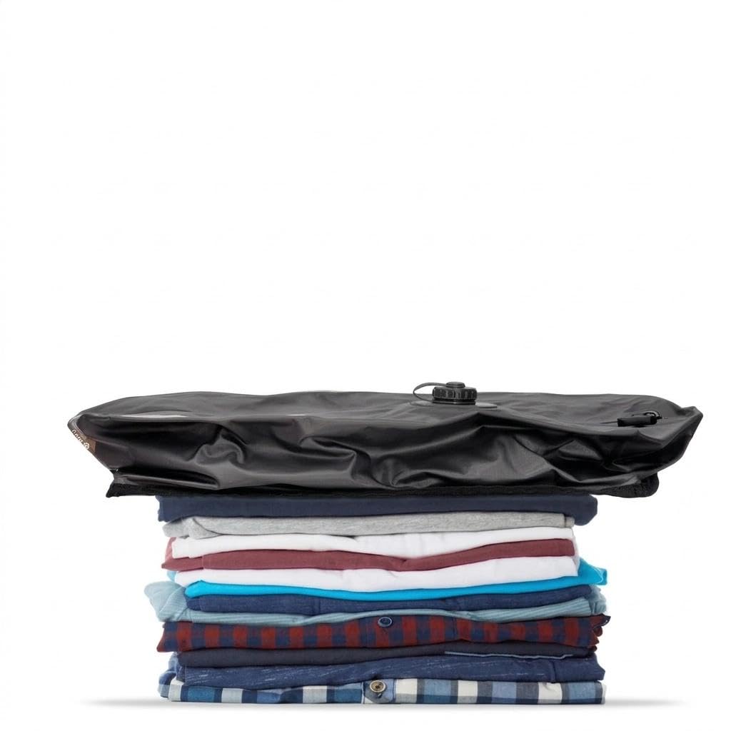 Aerless Vacuum Kit Travel Vakuum Kompressionsbeutel 25L (Schwarz) | Elektrische Kompression, Kein externer Pump nötig, TPU, Sichtfenster, 25 L, 44x32x17,5 cm, luftdicht, Für Reisen