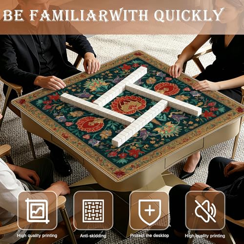 Tapete Mahjong 33x33 pulg con bolsa para juegos de mesa miniatura 2