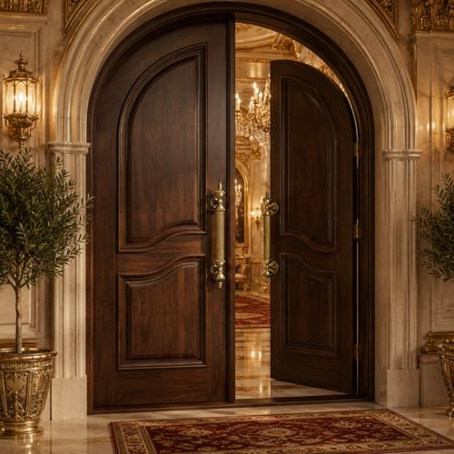 Image of GLOXY Premium Antique 18 inch Vintage Royal Taj Main Door Handle with 12 inch Hole-to-Hole Spacing - Decorative Push & Pull Aluminium Handle for Wooden & Glass Doors - Ideal for Home, Hotel and Banquet Hall