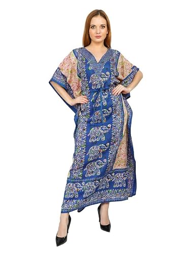Art Of Creation Women's Kaftan Dress Maxi Long Dress Night Gown Caftans Dresses 3/4 Sleeve Top Nightdress Plus Size Tunic Kaftans House Dresses