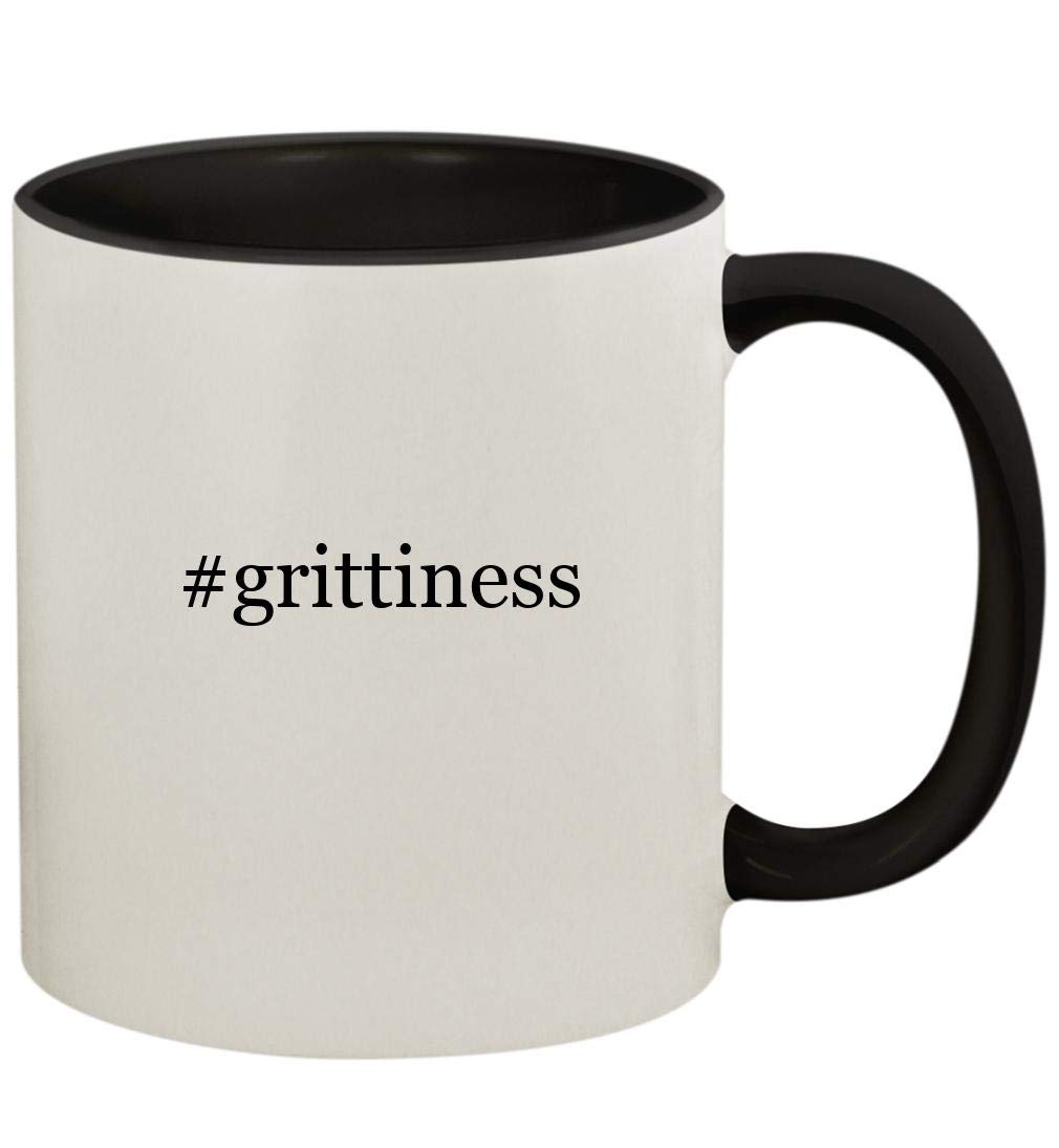 Knick Knack Gifts #grittiness - 11oz Ceramic Colored Handle and Inside Coffee Mug Cup, Black