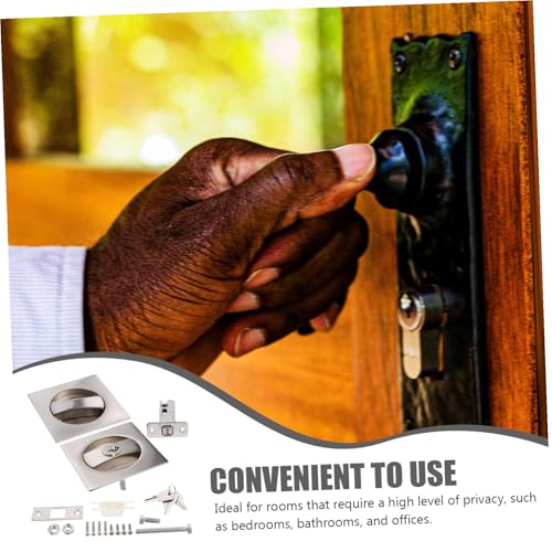Cerrojo para puerta de bolsillo con llave, herraje metálico de aleación de zinc, cerradura invisible para dormitorios, baños y oficinas, acabado cepillado, fácil instalación DIY miniatura 3