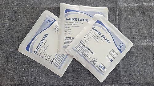 Image of Sterile Absorbent Cotton Gauze Swab | Gauze Swab for Wound Dressing /First Aid /Home (10cm x 10cm x 8ply) (5 pcs per pack) (1 pack)