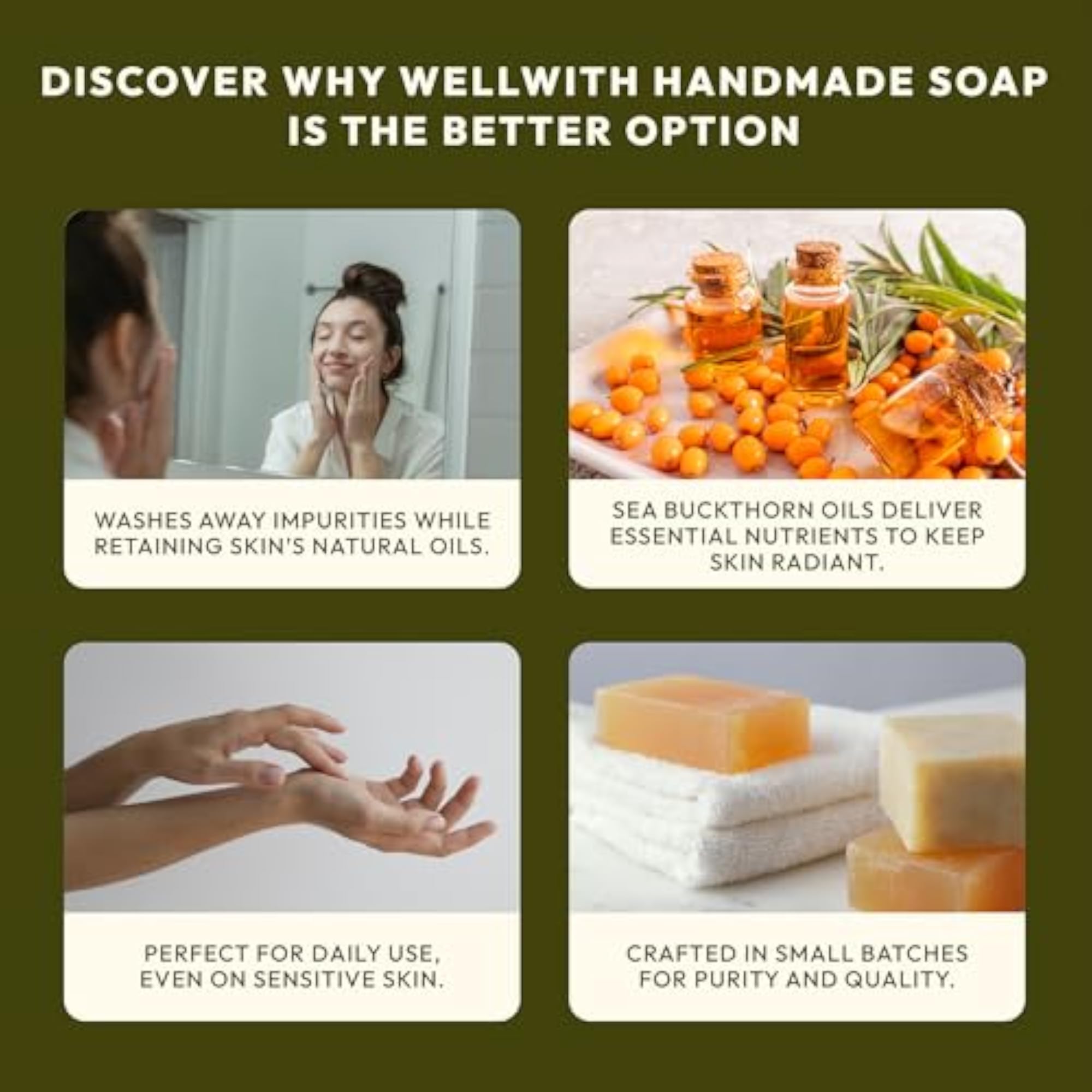 Wellwith Sea Buckthorn Natural Soap Bar, Pack of 5