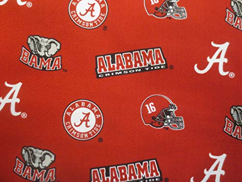 University of Alabama Crimson Tide Cotton Fabric, Crimson & White - Sold By the Yard