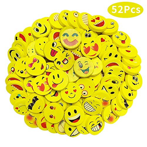 McNory 52 Pezzi Emoji Emoticon Gomma Cancellare,Bambini Compleanno Battesimo Natale Regalo fine Festa