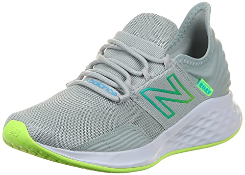 Image of New Balance Kid's Fresh Foam Roav V1 Lace-up Running Shoe, Brighton Grey /Bleached Lime Glo /Summer Aqua, 1 Little Kid