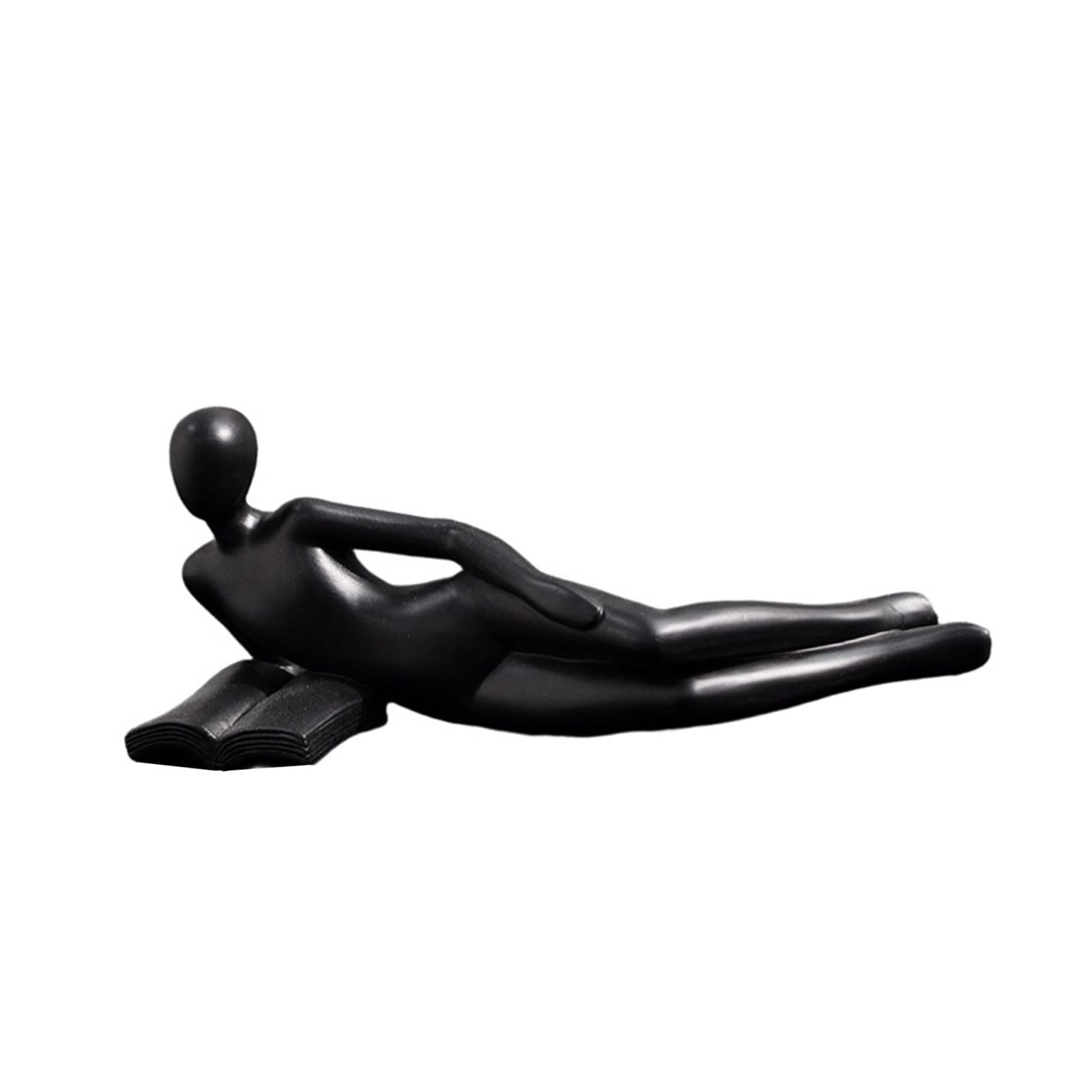 Nucelit Resins Thinking Lady Statue Abstract Reading Women Figurine Sculpture for Bookshelf Decors and Desktop Accent Creative Bookend