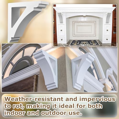 Image of Briwooody 2 Pcs Unfinished Paintable Corbels Bracket for Doorway Countertop Home Cabinet Bookshelves Furniture Support PU (4 W X 12 D X 12 Inch H,Modern Style)