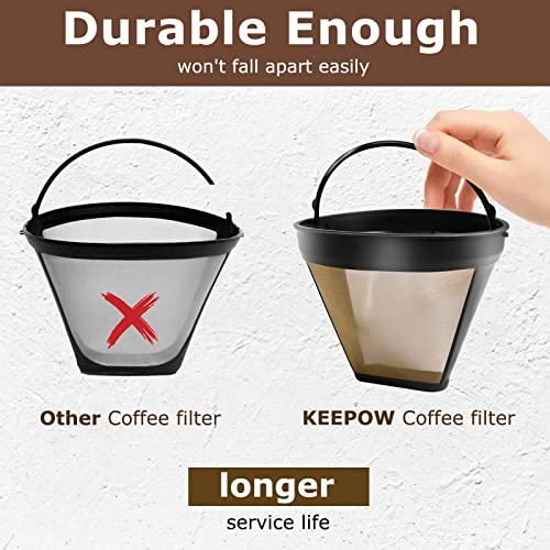 Keepow Reusable Coffee Filter Replacement 14 Cup Compatible With Cuisinart Dcc-3200 Dcc-1200 Coffee Maker, Gold Tone Coffee Filter Basket 10 12 14 Cup #TOP1
