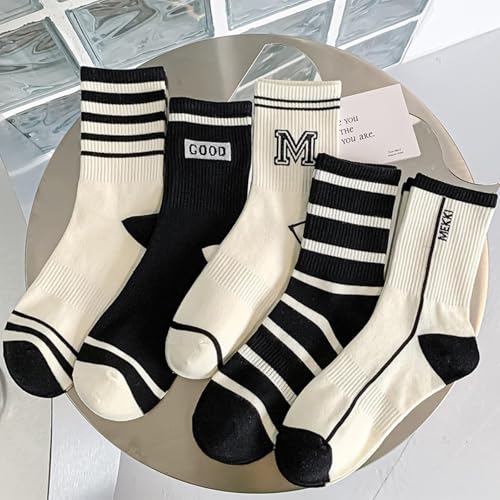 3 Pairs - Men's Minimalist Letter Tube Socks, Casual Sports Long Tube Socks, Basketball Socks-Letter M4