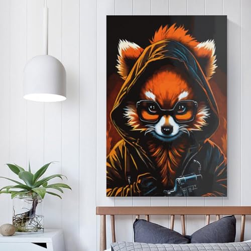 LBLmoney Panda rosso Decorativo per interni Wall Art Poster ad alta risoluzione Home Estetico Sfondo dipinto per soggiorno Camera da letto 08x12 pollici (20x30 cm)