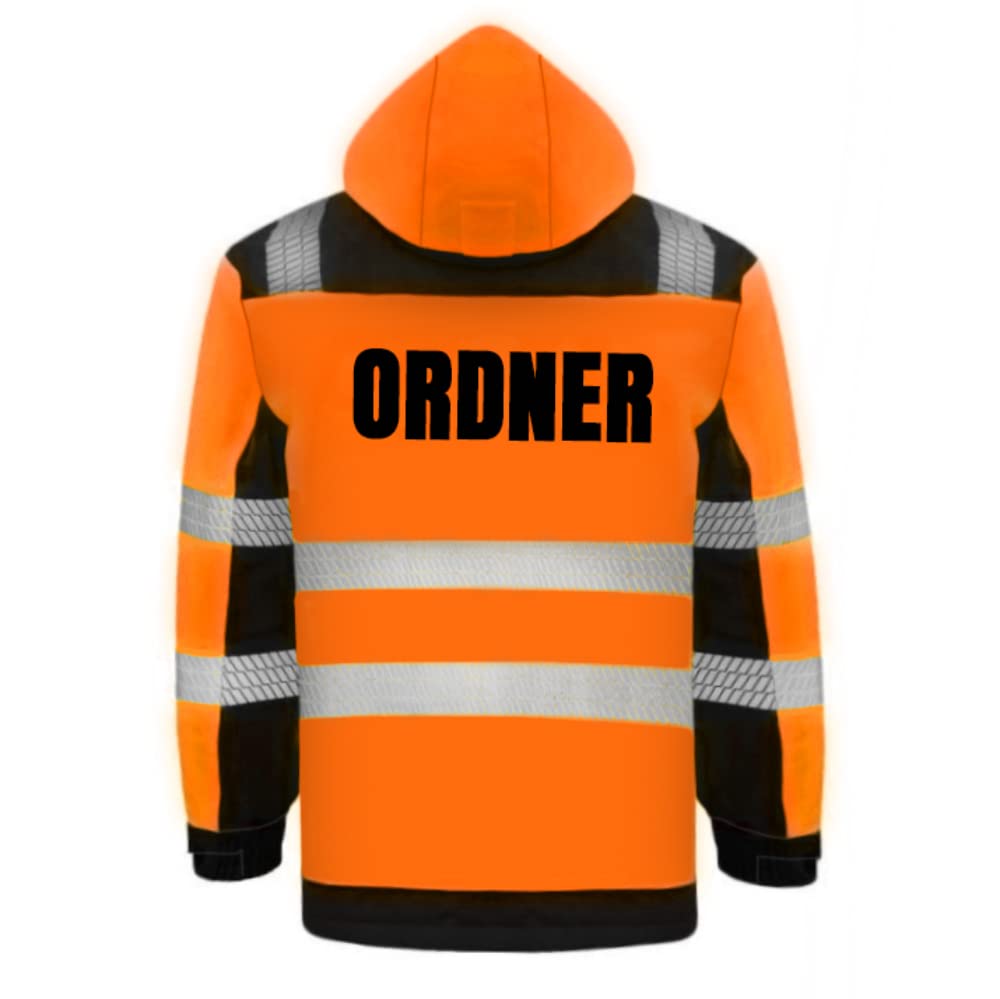 ORDNER Sicherheitsjacke Winterjacke GELB - Gelb Warnjacke nach EN ISO 20471 zertifiziert - Unisex und hochwertigem Reflektorstreifen