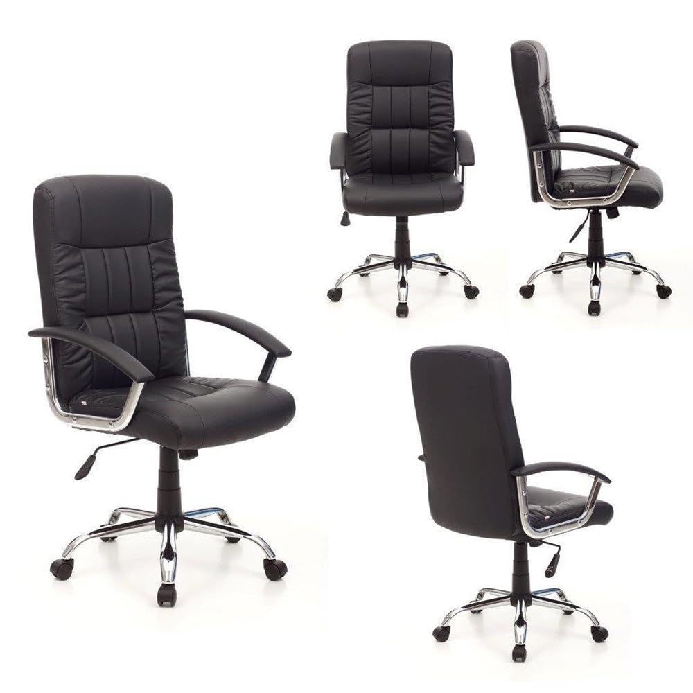 My_office Leader Poltrona, Poliuretano, Nero, 63x63x116 cm, nera, ruote