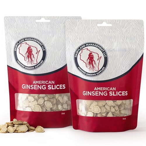Dairyland American Ginseng Slices - 16 oz Pack Wisconsin Ginseng Slices Certified Something Special from Wisconsin - Non-GMO Gluten Free Sliced Root - Herbal Supplement in Soup Tea Congee