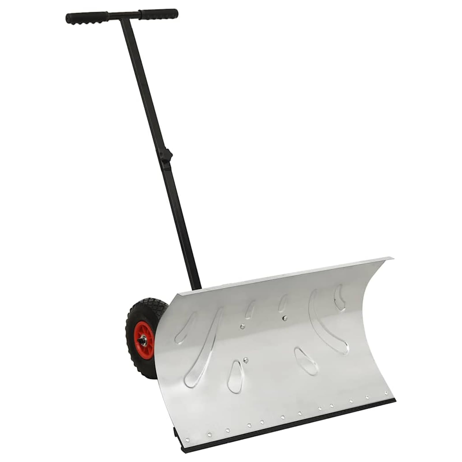 Gecheer Spazzaneve Manuale con Ruote, Lama Regolabile in 5 Angoli, 74 cm Larghezza, Metallo Zincato, Pala Neve per Vialetti Privati, Cortili e Marciapiedi