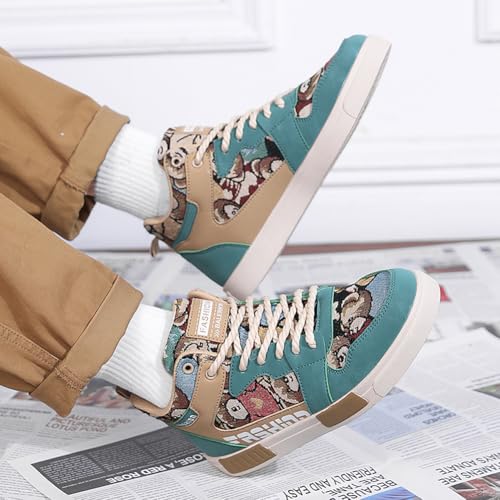 Image of Men's Fashion High Top Chinese Style Skate Sneakers Stylish Comfortable Skateboarding Road Running Walking Shoes