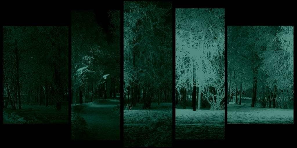 Startonight Glass Wall Art Acrylic Decor Set Soft Light in Park, and a Contemporary Clock Set of 5 Total 35.43 X 70.87 Inch 100% Original Artwork the Ultimate Wall Art