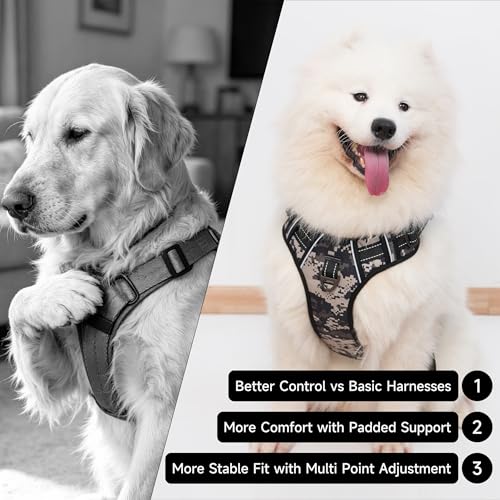 Tactical Dog Harness for Small Dogs, No Pull Military Service Dog Vest with Handle&Molle, Heavy Duty Reflective Adjustable Harnesses for Training Walking Hiking German Shepherd Golden Retriever — view 6