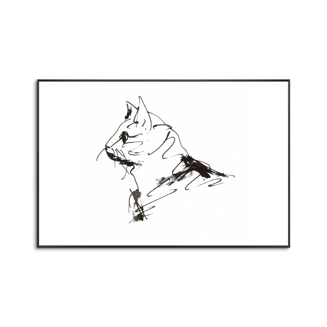 ピカソ 猫の線画作品 ピカソの猫の線画プリント、動物スケッチ展ポスター、セージグリーンの