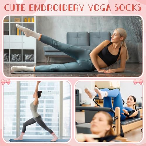 Image of Pilates Grip Yoga Socks for Women Cute Non Slip Socks | Cute Non Slip Socks, Athletic Grippy Sock, Barre Ballet Fitness Workout