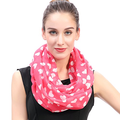 Lina & Lily Loving Hearts Print Women's Infinity Scarf Valentine's Day Gift