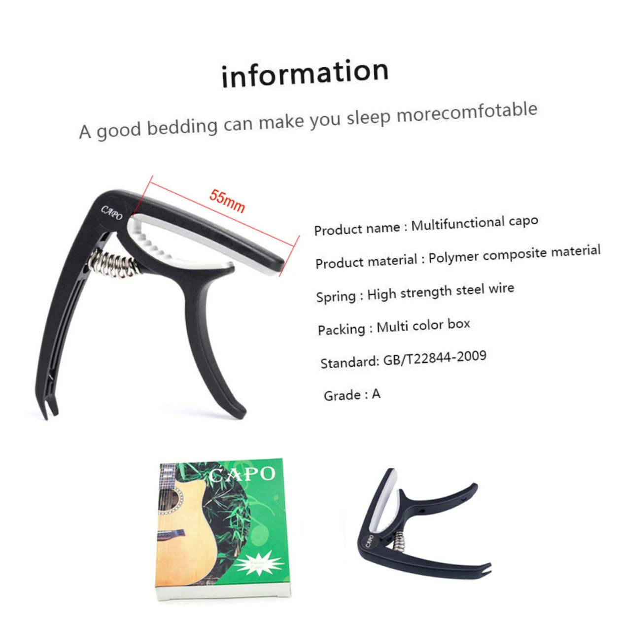 Toyvian 3pezzi Accessori Per Chitarra Capotasto Plettro e Kit Per Sella e Nut Strumento Di Cambio Stringhe Con Avvolgitori e Supporto Nero